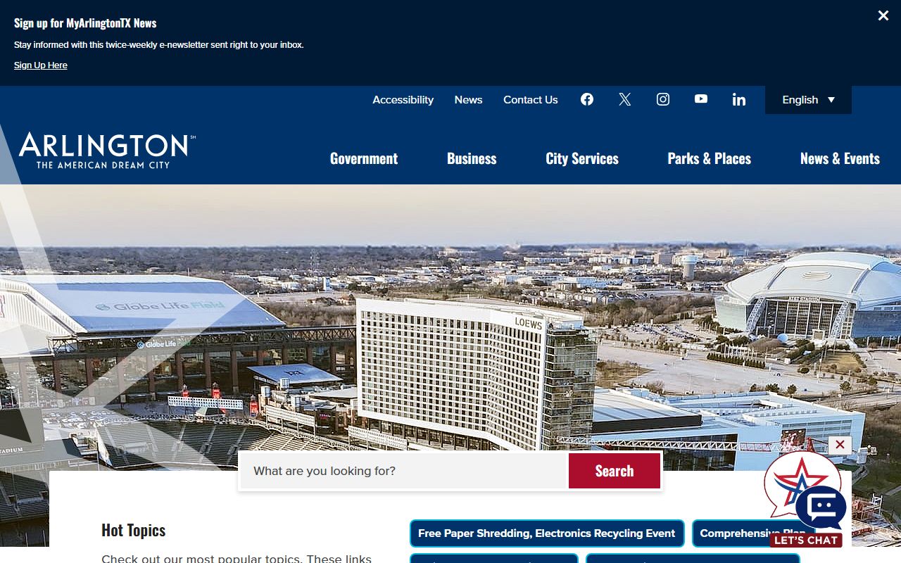 Arlington Texas official city website