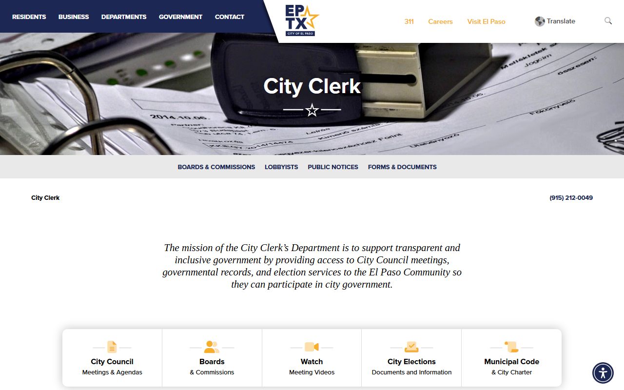 El Paso City Clerk public records