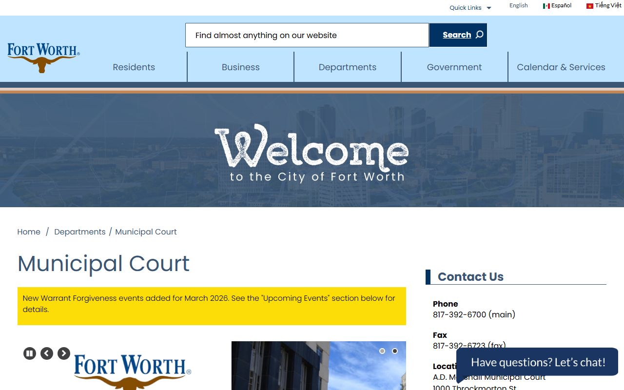 Fort Worth Municipal Court - Fort Worth public records