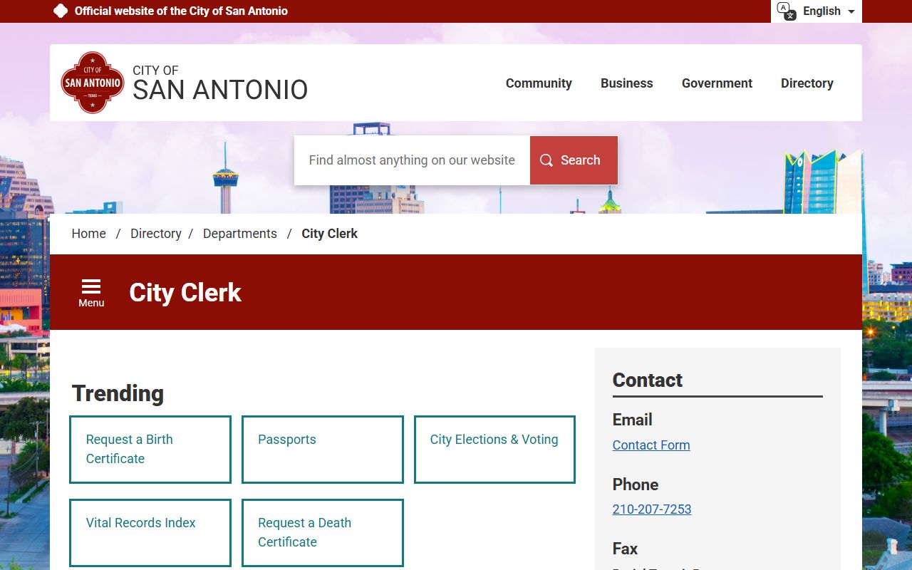 San Antonio City Clerk - San Antonio public records
