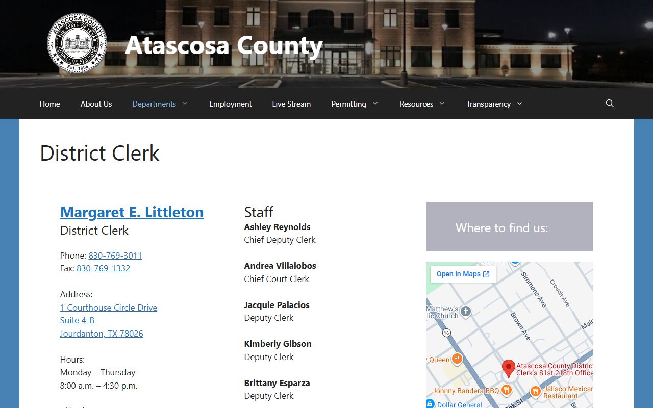Atascosa County District Clerk - court records in Jourdanton