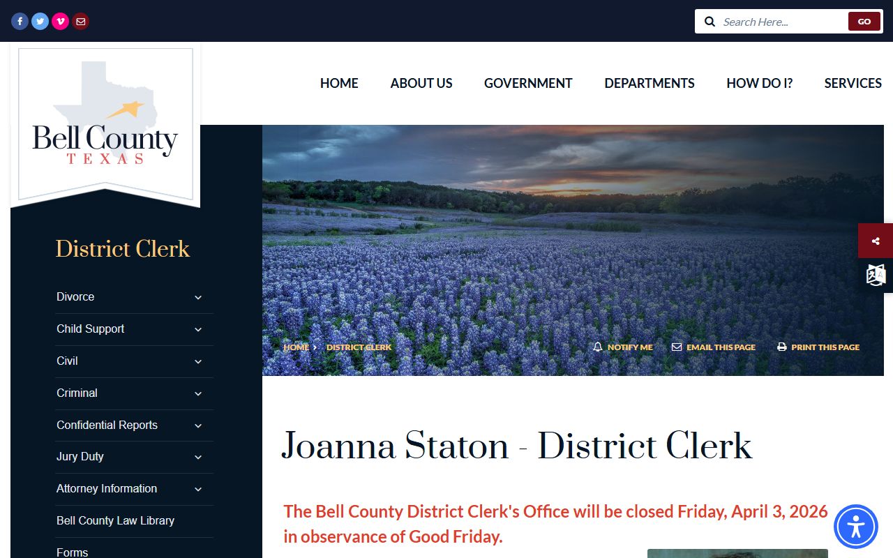 Bell County District Clerk - Belton courthouse court records