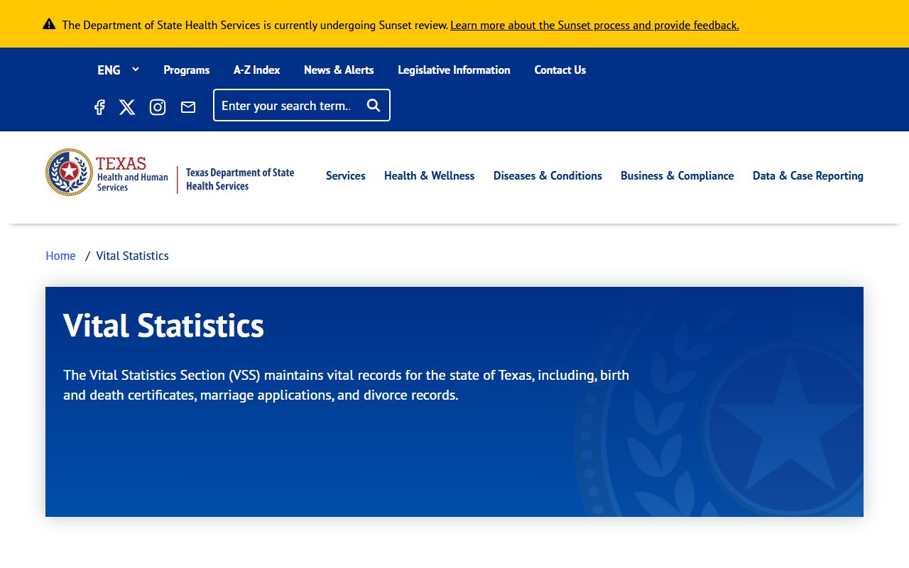 Texas DSHS Vital Statistics - Texas Public Records