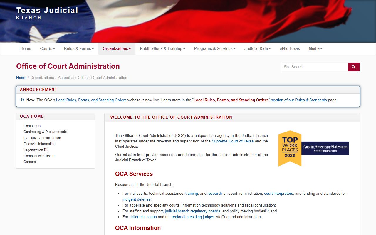 Texas Office of Court Administration - Texas Public Records